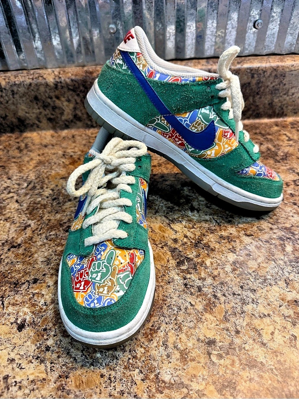 Nike Dunk Low "Foam Finger" Sneakers Green & Blue US 5Y